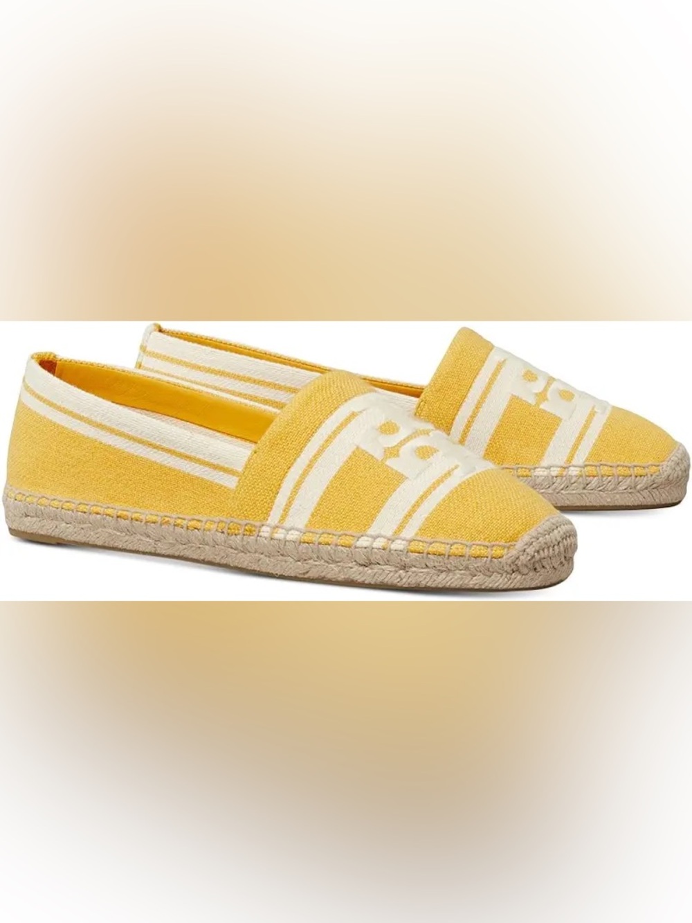 NWT Tory Burch Women's size 8 yellow 
loafers Double T Jacquard Espadrille Flats